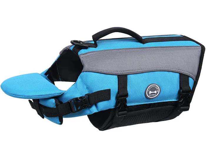 VIVAGLORY Dog Life Jacket with Removable Front Float, Life Vest with Reflective Trims & Extra Padding for Swimming & Boating, Sa