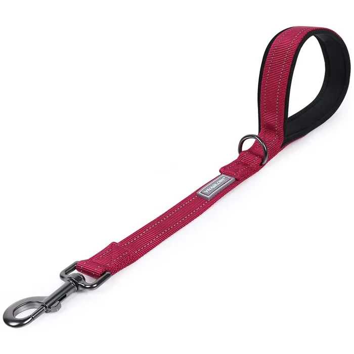 Vivaglory Short Traffic Leash For Medium & Large Dogs, 18Inch, Red
