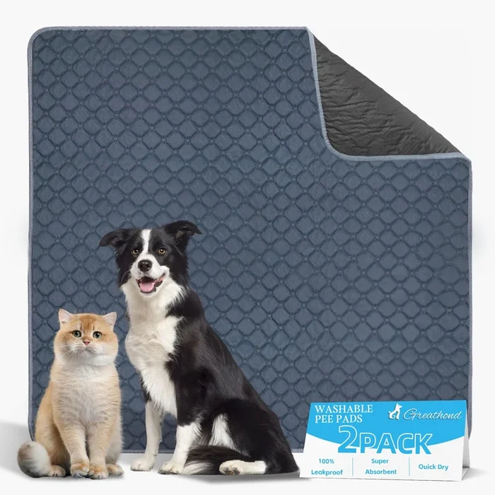Washable Pee Pads For Dogs – 2 Pack Reusable Pee Pads Waterproof Absorbent Puppy Pads Prevent Leakage Non-Slip Pet Training Pads
