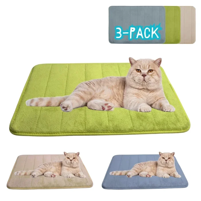 Washable Pet Bed Mat (23.6 x 15.8 Inch) – 3-Pack for Indoor/Outdoor Use, Soft Sleeping Mat for Cats, Small Pets, Kitty, Puppy, R