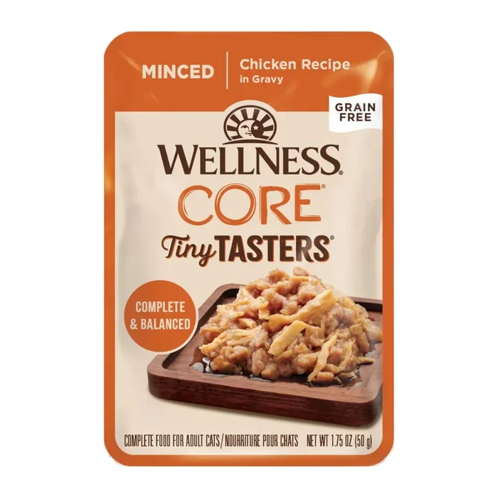 Wet Cat Food – CORE Tiny Tasters – Minced – Chicken Recipe in Gravy – Adult