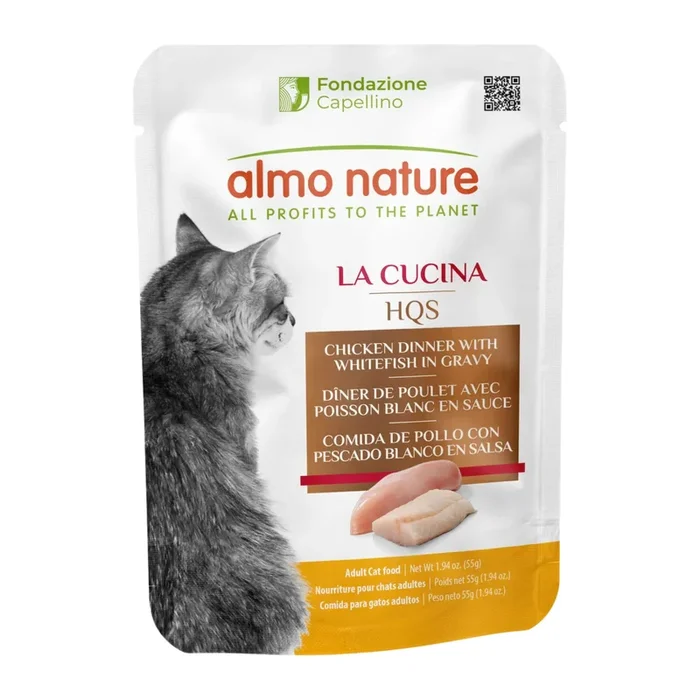 Wet Cat Food – La Cucina HQS – Chicken Dinner with Whitefish in Gravy – Adult