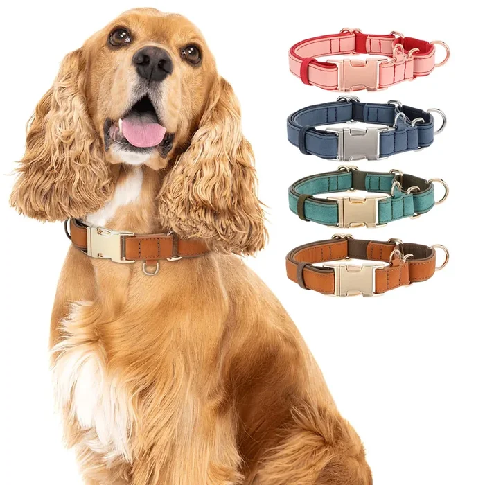 Whippy Vegan Leather Dog Collar No Slip Martingale Dog Collar With Quick Release Metal Buckle For Large Medium Small Dogs,Brown