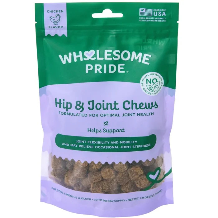 Wholesome Pride Hip & Joint Supplement for Dogs – 90 Soft Chews – Glucosamine, Chondroitin, MSM & Turmeric – Mobility Support &