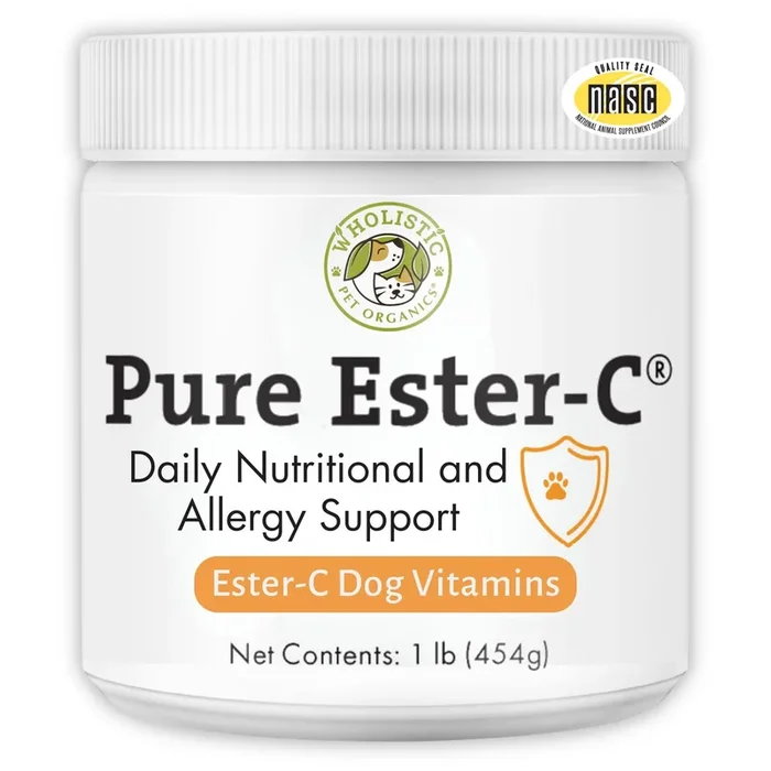 Wholistic Pet Organics Pure Ester-C Powder for Dogs & Cats – 1 Lb – Vitamin C Supplement for Immune Support, Skin & Coat Health,