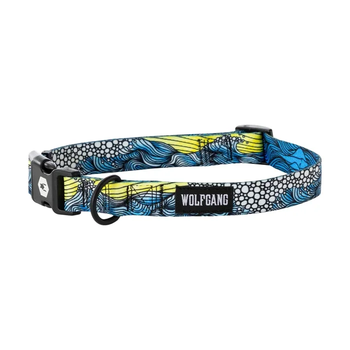 Wolfgang Heavy Duty, Adjustable Dog Collar With Quick Release Nylon Buckle For Walking & Training, Dawnpatrol Print, Medium