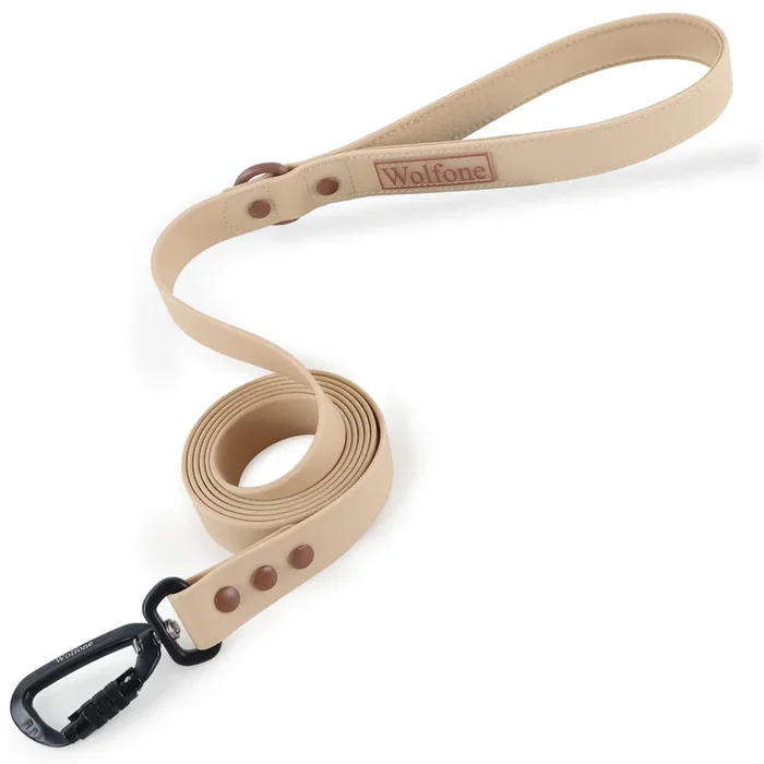 Wolfone 6Ft Safety Auto-Lock Carabiner Dog Leash Soft Handle Waterproof Cute Colored Leash For Dogs Sand