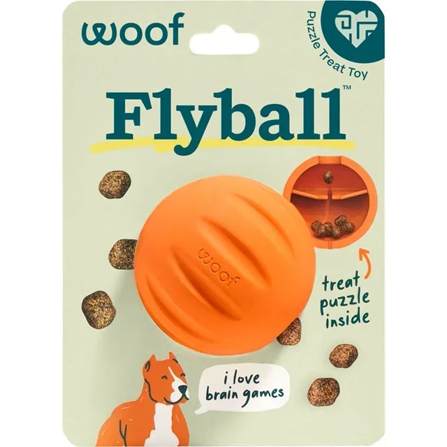 Woof Forager Flyball 2-in-1 Fetch & Puzzle Treat Dog Toy, Orange