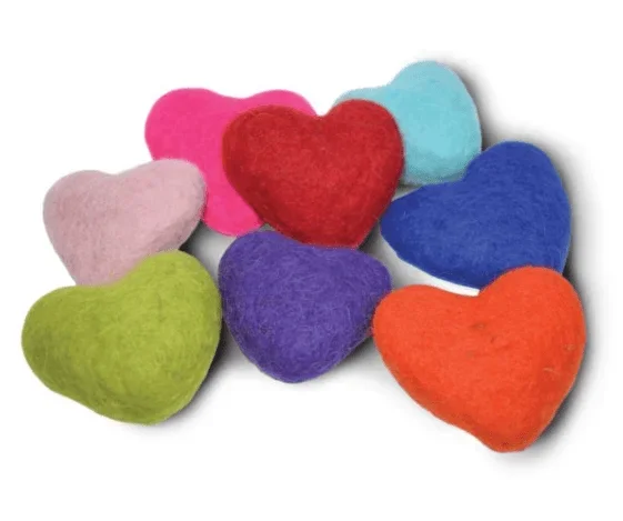 Wool Felt Cat Toys – Hearts – 1.5″ – 1 pc