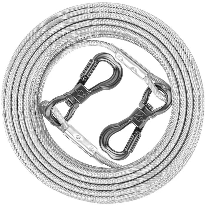 Xiaz 15Ft Tie Out Cable For Dogs, Long Dog Leads For Yard 8/10/15/20/30/50Ft, Heavy Duty Pet Runner Tether Chain Outside For Sma
