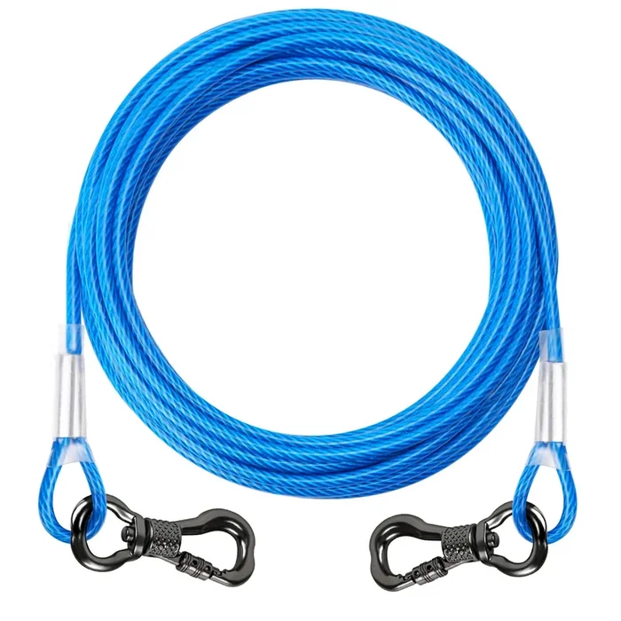 Xiaz 20 Ft Dog Runner Cable Dog Tie-Out Cable With Swivel Hook, Dog Lead For Yard Outside Camping Up To 60 Pound Blue
