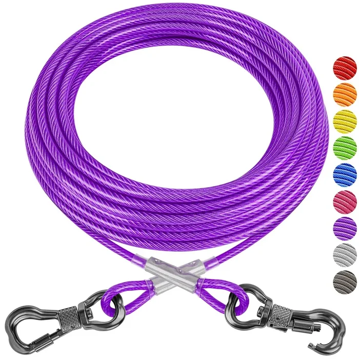 Xiaz Dog Tie Out Cable 50 Feet, Dog Runner For Yard Steel Wire Pet Cable Tether Line, Dogs Chains Heavy Duty For Outside Hold La