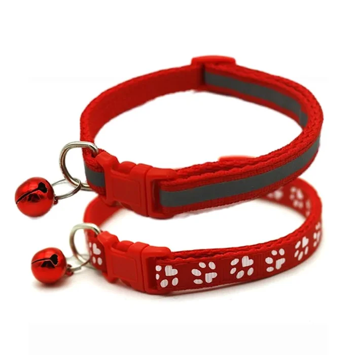 Xxs Dog Collar With Bell, 2-Pack Puppy Collar Reflective Red Cat Collar Nylon Adjustable Buckle For Xs Xsmall Girl Pets Female K