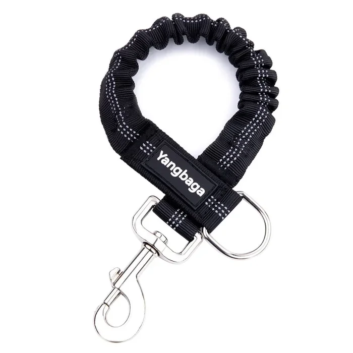 Yangbaga Dog Leash Extender, Shock Absorber Bungee Leash Attachment, Durable Nylon Dog Tie Out Leash Extension With Stainless Steel Swivel Clips (Black, 17”-23?)