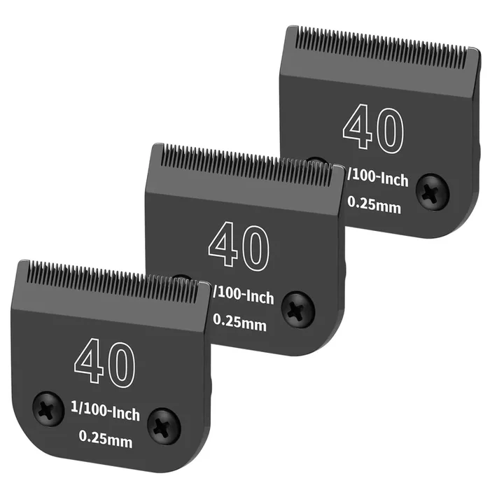 Yaziyir 3 Pack 40# Detachable Dog Grooming Steel Blades,Compatible With Andis,Oster A5,Wahl Km-10 Series,Cut Length 1/100” 0.25