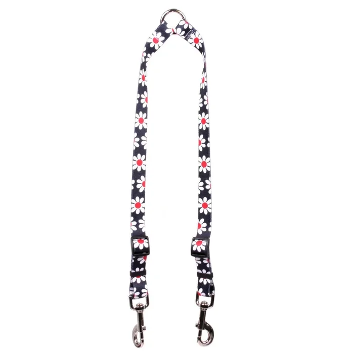 Yellow Dog Design Black Daisy Coupler Dog Leash 3/4′ Wide And 12 To 20′ Long, Medium