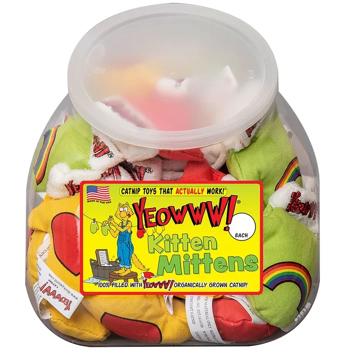 Yeowww! Catnip Kitten Mittens Cat Toys Bulk Pack Jar of 30