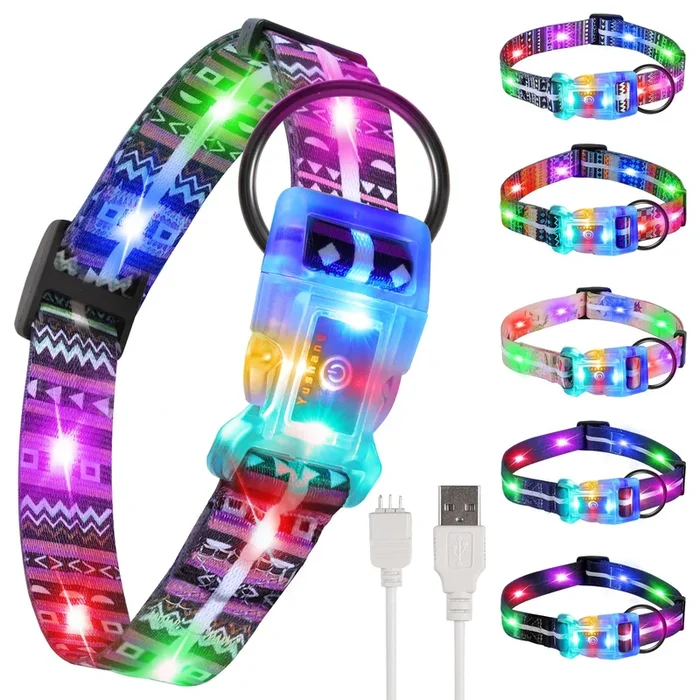 Yushang Light Up Dog Collars,Led Dog Collar Rechargeable Waterproof,2-In-1 Buckle Type Glow Collar For Medium Large Dogs -Xl(Siz