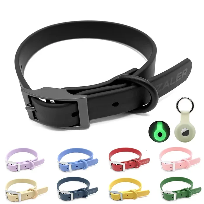 Zaler Waterproof Dog Collar, Adjustable Odor Proof Dog Collars Easy To Clean, Soft Comfortable Pet Collars For Large, Medium Small Dogs (Black, M(Length:11.4”-15.4”; Width:0.75”))