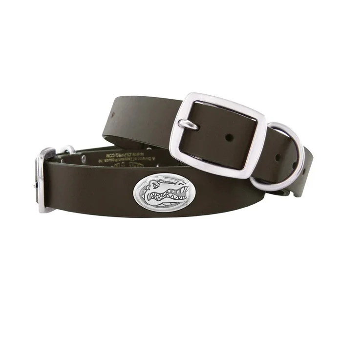 Zep-Pro Florida Gators Brown Leather Concho Dog Collar, Medium