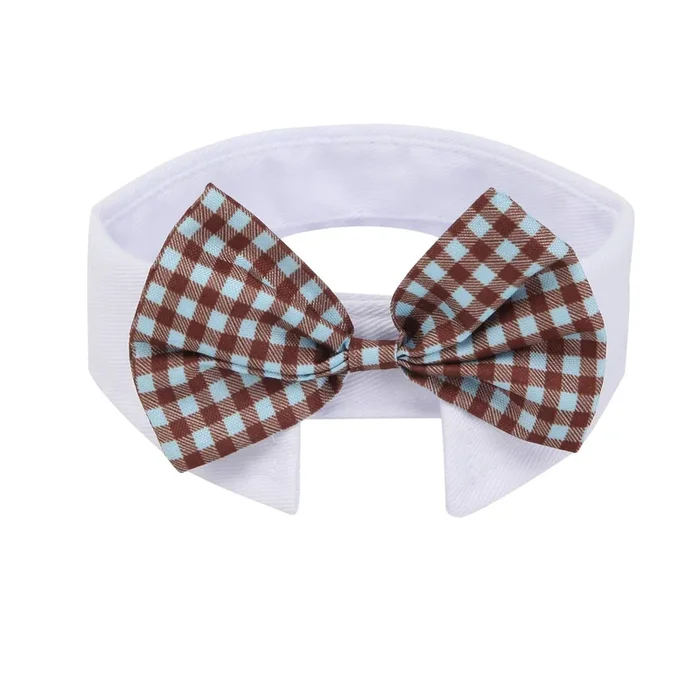 Zton Handcrafted Adjustable Formal Pet Bowtie Collar Neck Tie For Dogs & Cats (S, Blue)