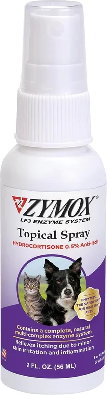 Zymox Topical Spray 0.5% Hydrocortisone Dogs Cats Wounds Itching 2 oz.